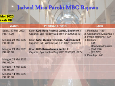 Jadwal Misa 21 Mei 2023