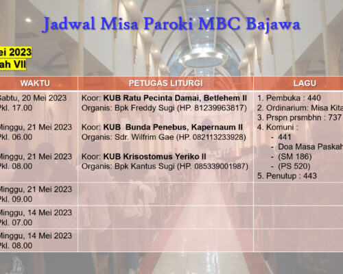 Jadwal Misa 21 Mei 2023