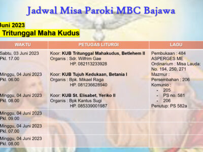 Jadwal Misa 04 Juni 2023