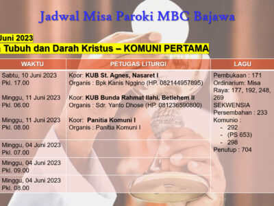Jadwal Misa 11 Juni 2023__HR Tubuh dan Darah Kristus