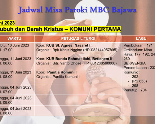Jadwal Misa 11 Juni 2023__HR Tubuh dan Darah Kristus