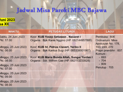 Jadwal Misa 25 Juni 2023--Minggu Biasa XII
