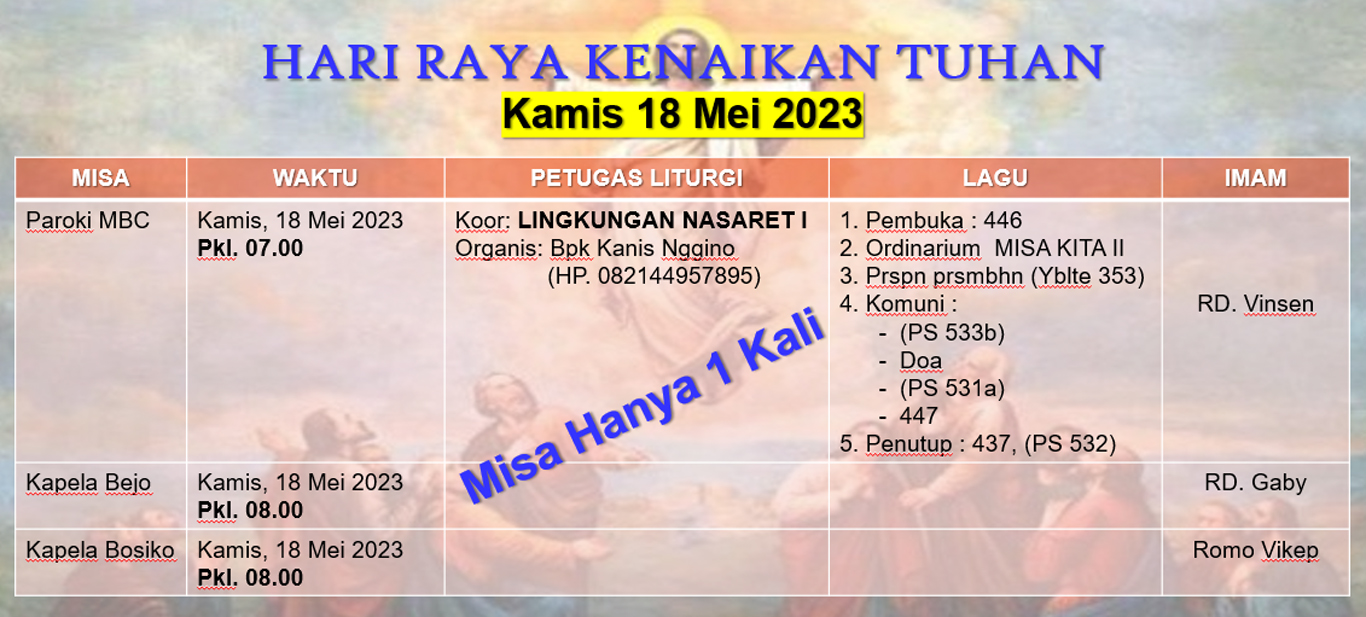 Misa Kenaikan untuk slider Final